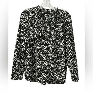J.Crew Mercantile Carrera blouse black white hearts size 2 Business Wear